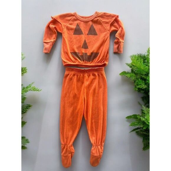 Vintage Halloween Pumpkin Pajama Set 18M Trimfit - Picture 1 of 4